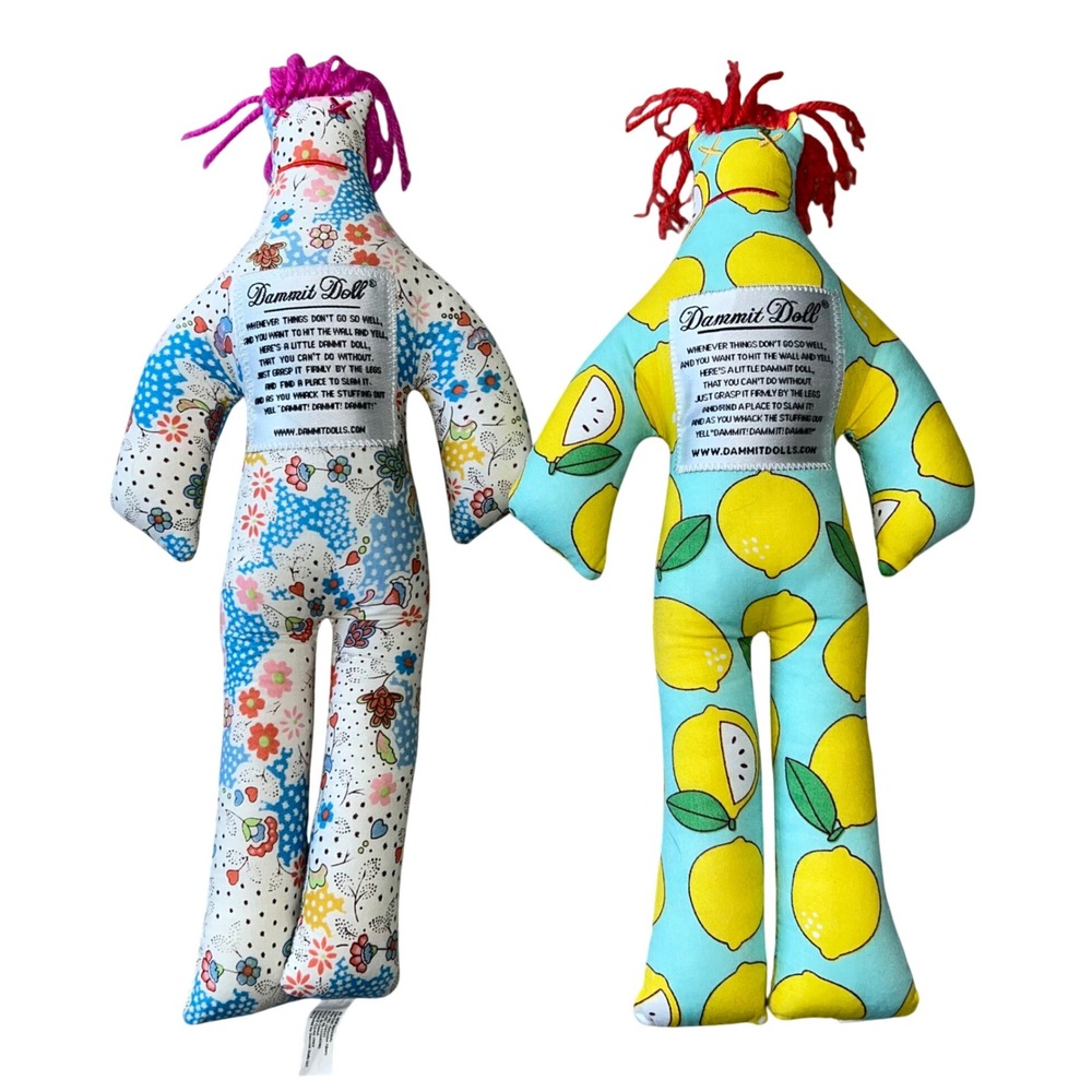 Dammit Dolls Set of 2‎ Stress Relief Novelty Plush Dolls Floral and Lemon